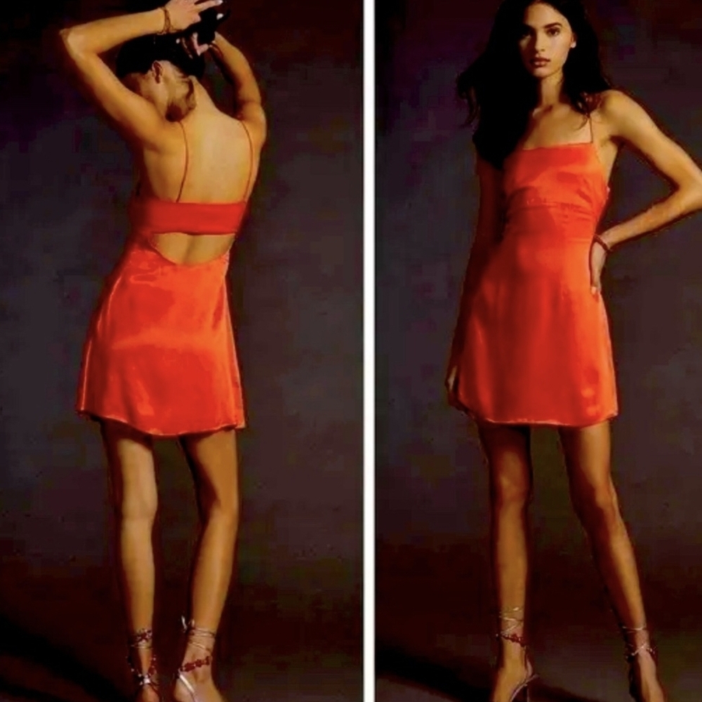 Anthropologie Orange Red Backless Sundress